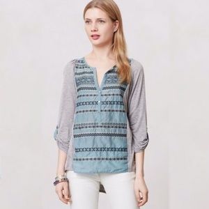 Anthropologie Tiny Goldsmith Embroidered Henley S
